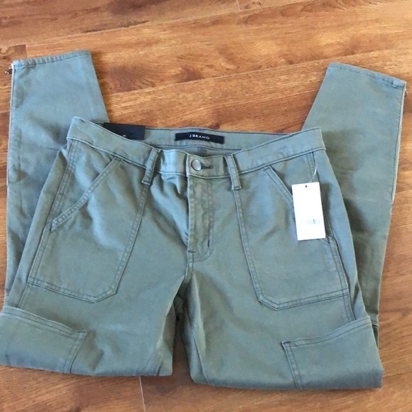 J Brand NWT Cropped Stretch Cotton-blend Twill Skinny Pants in caster green - Picture 3 of 9